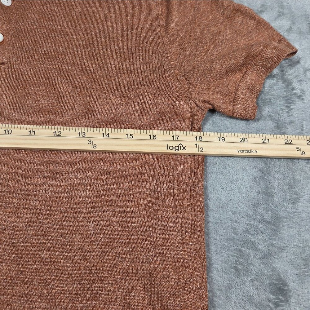Bonobos Top Mens Small Rust Brown Marl Italian Linen Henley Preppy Sweater NWOT - Picture 9 of 10